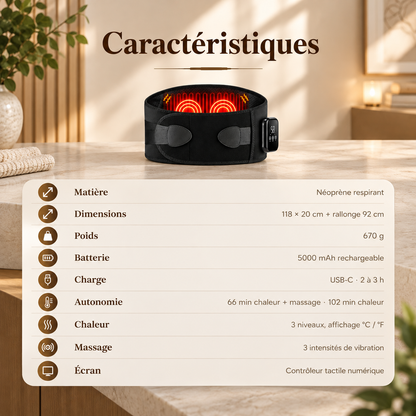 Ceinture Lombaire Chauffante & Vibrante